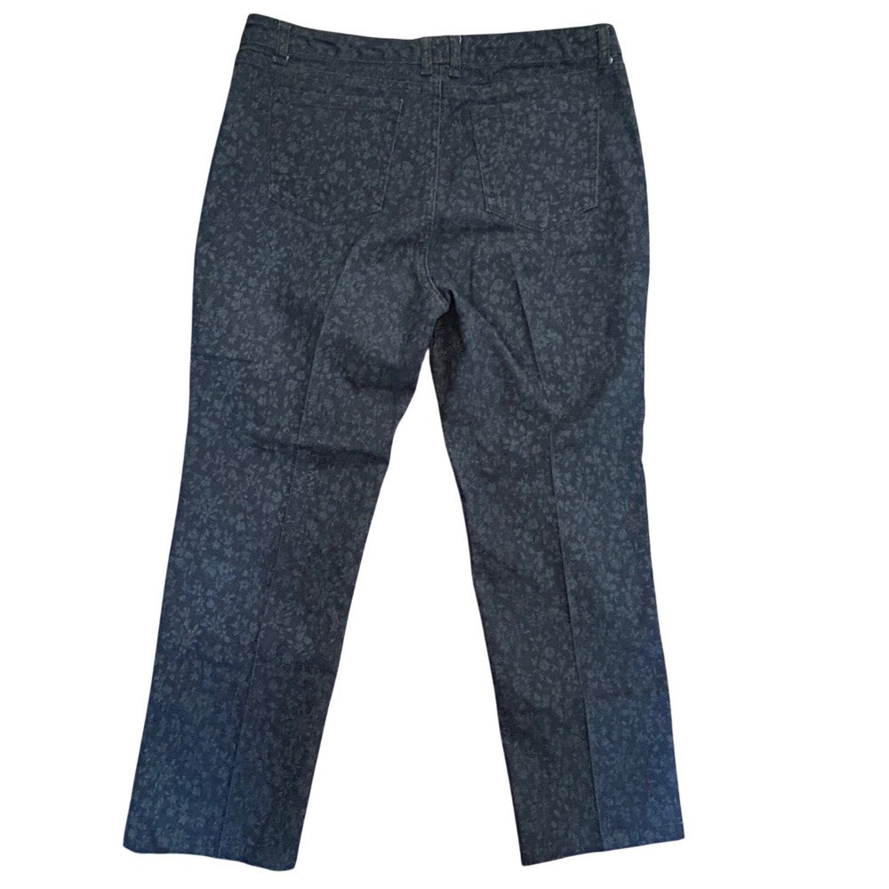 Charter Club Jean Shop Modern Straight Floral Print Denim Pants Blue 14P Petite - Picture 2 of 9
